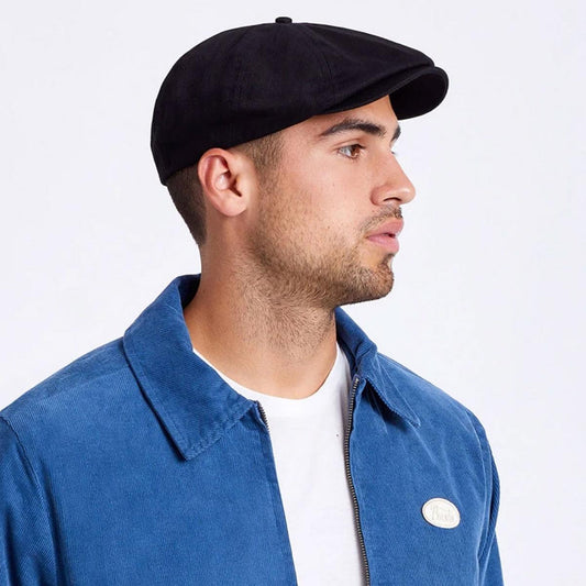 BRIXTON HATS | Brood Tonal Herringbone Cotton Newsboy Cap | 161500 | lsmone | BLACK