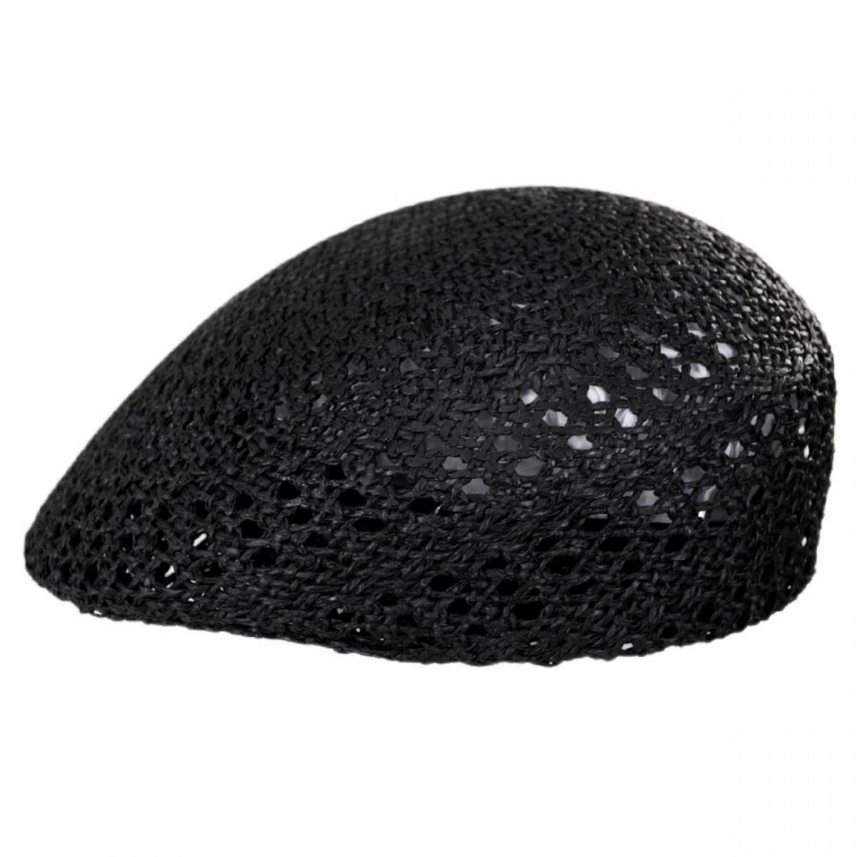 Capas Headwear | Vented Toyo Straw Ascot Ivy Cap | 126697 | profile | BLACK