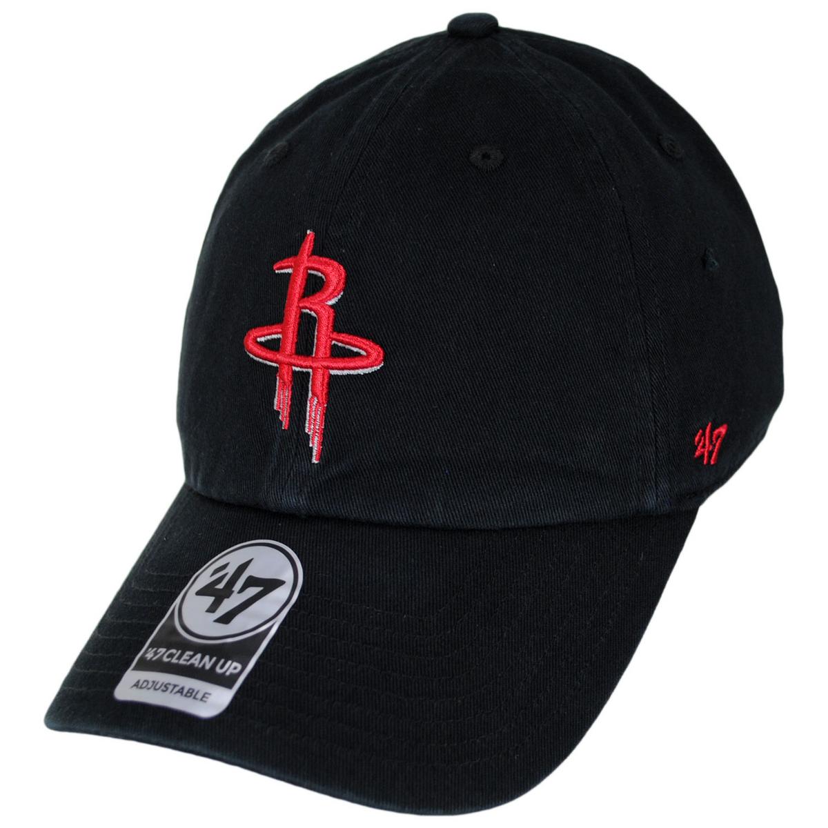 47 Brand | Houston Rockets NBA Clean Up Strapback Baseball Cap Dad Hat | 204050 | lead | BLACK