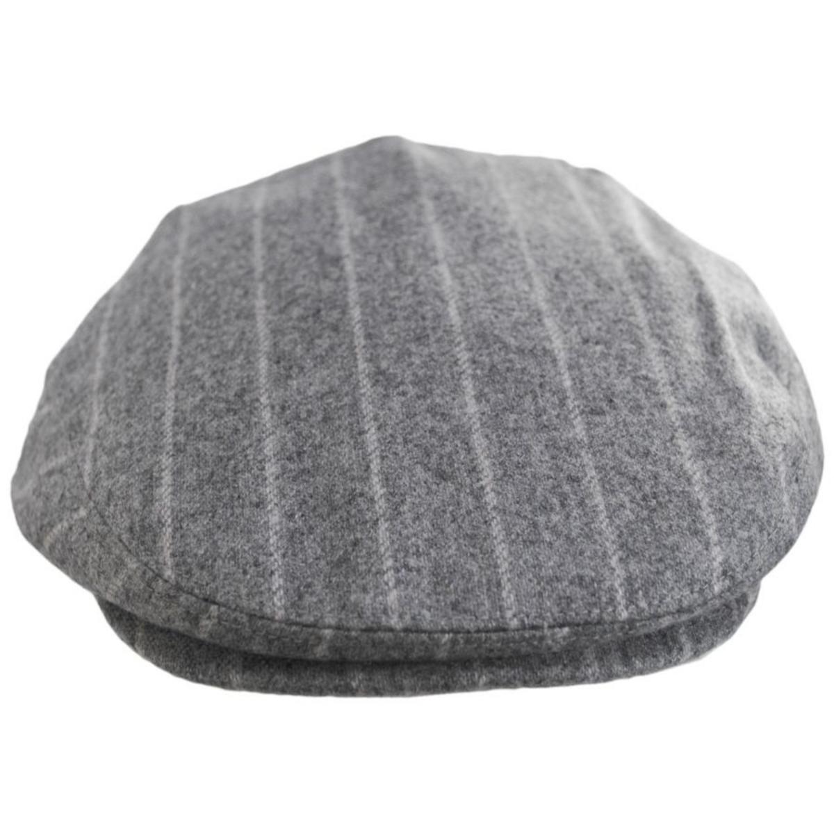 Baskerville Hat Company | Regency Wool Pinstripe Ivy Cap | 167669 | front | SILVER