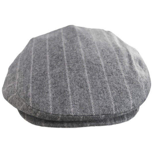 Baskerville Hat Company | Regency Wool Pinstripe Ivy Cap | 167669 | front | SILVER
