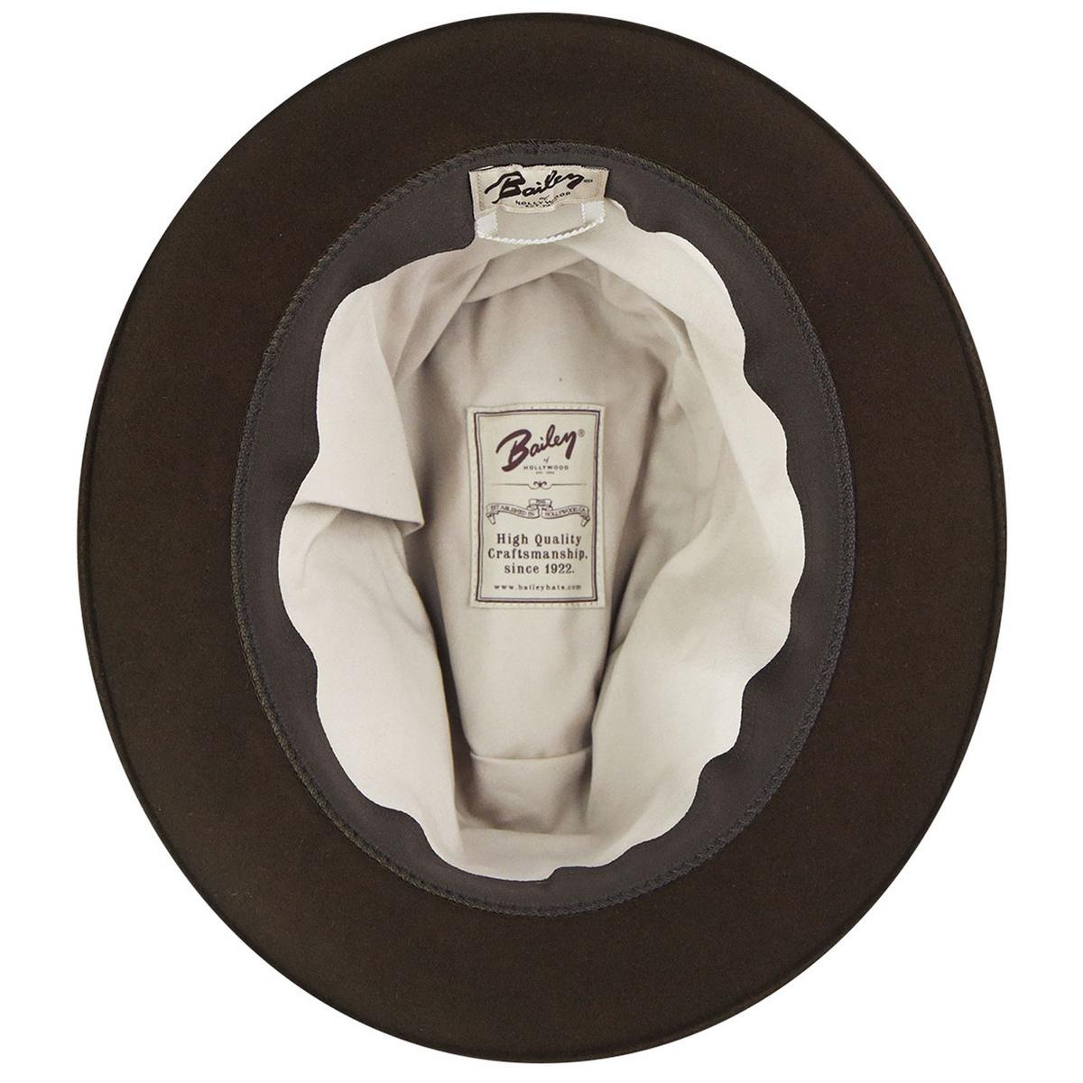 Bailey 1922 | Perry Lanolux Wool Felt Fedora Hat | 130057 | under | WALNUT