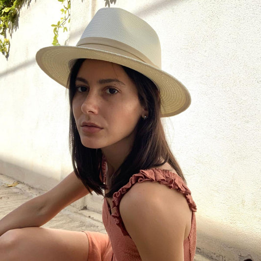 Jaxon Hats | Toyo Straw Safari Fedora Hat - Khaki Band | 129914 | lsfone | IVORY