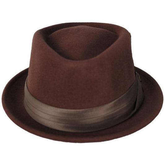 BRIXTON HATS | Stout Wool Felt Diamond Crown Fedora Hat - Sepia/Bronze | 135602SS24 | front | SEPIA/BRONZE