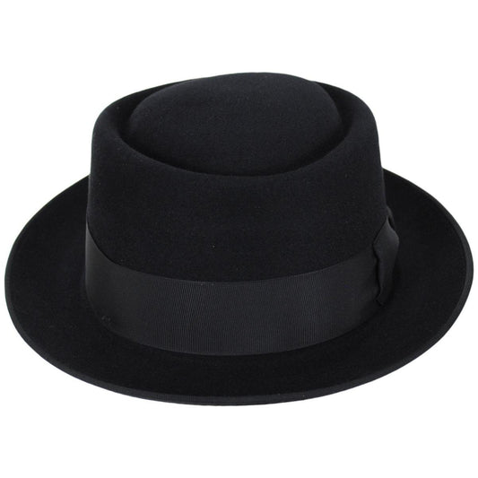 Stefeno Hats | Sully Fur Felt Pork Pie Hat | 136007 | front | BLACK
