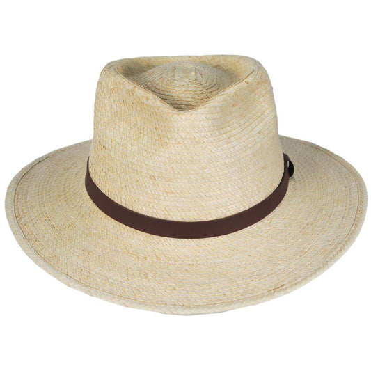 SunBody Hats | Teardrop Guatemalan Palm Leaf Straw Fedora Hat | 128206 | front | NATURAL