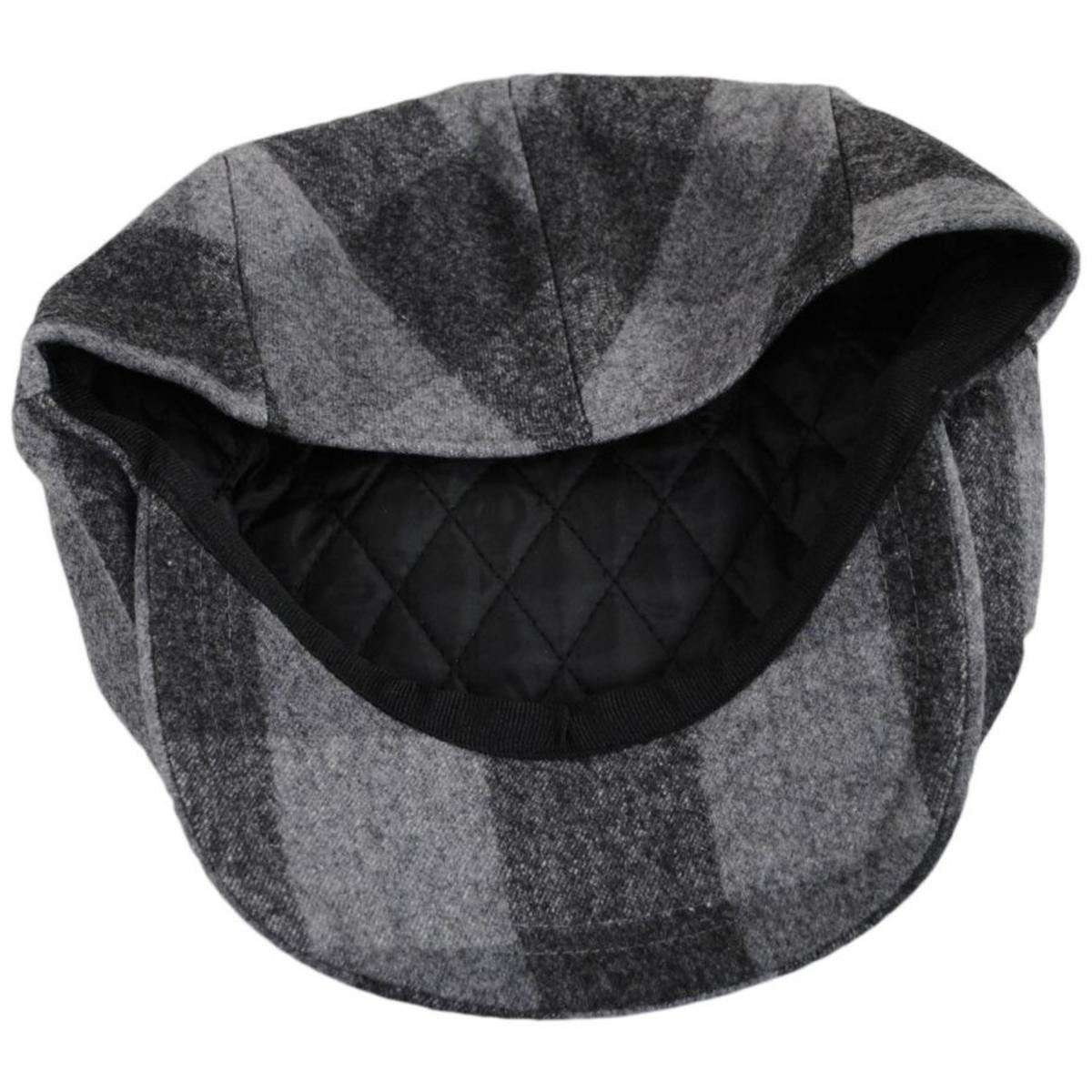 Baskerville Hat Company | Danbury Wool Check Square Bill Ivy Cap | 167664 | under | GREY