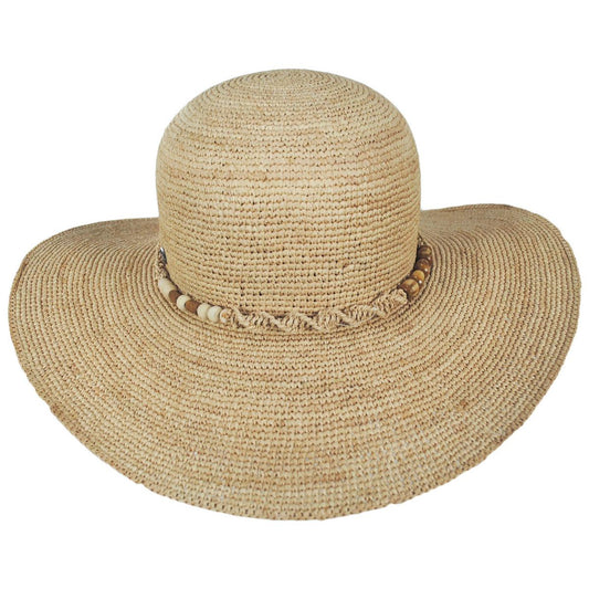 Karen Keith | Fiesta Island Raffia Crochet Straw Swinger Sun Hat | 102238 | front | NATURAL