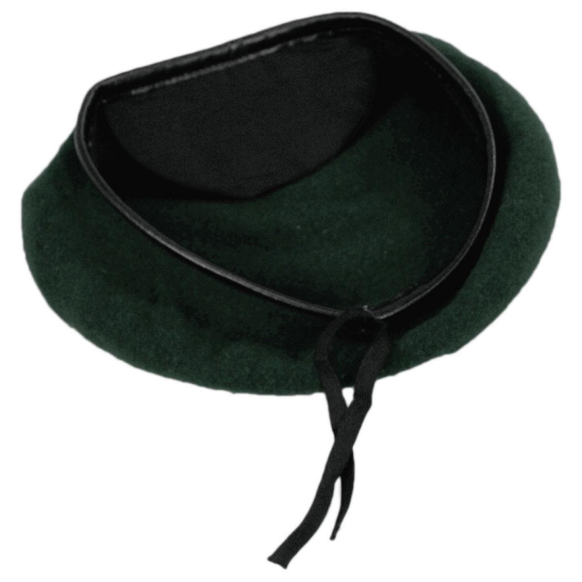 Village Hat Shop | Wool Military Beret with Lambskin Band | 151106 | under | GREEN
