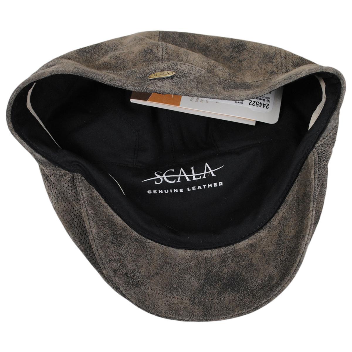 Scala | Ivy Weather Leather Duckbill Flat Cap | 160234 | under | CHOCOLATE