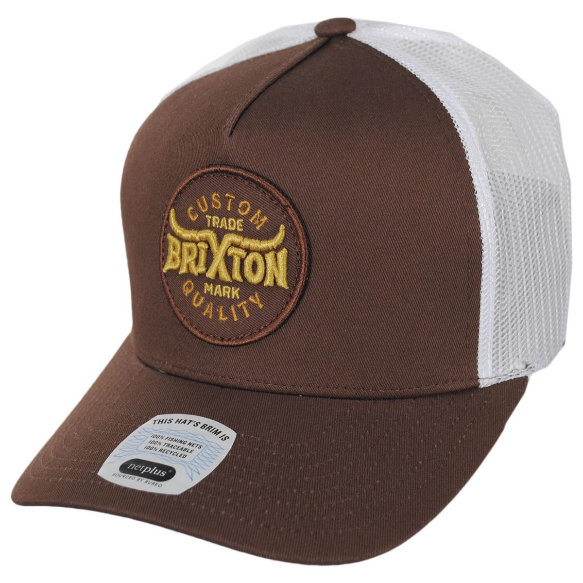 BRIXTON HATS | Gibson Netplus MP Mesh Trucker Snapback Baseball Cap | 201859 | lead | BROWN/OFF WHITE