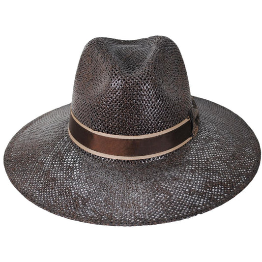 Carlos Santana | Abraxas Twisted Toyo Straw Safari Fedora Hat | 129802 | front | BROWN