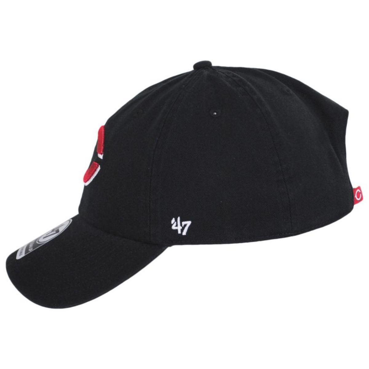 47 Brand | Cincinnati Reds MLB Clean Up Strapback Baseball Cap Dad Hat | 203215 | profile | BLACK