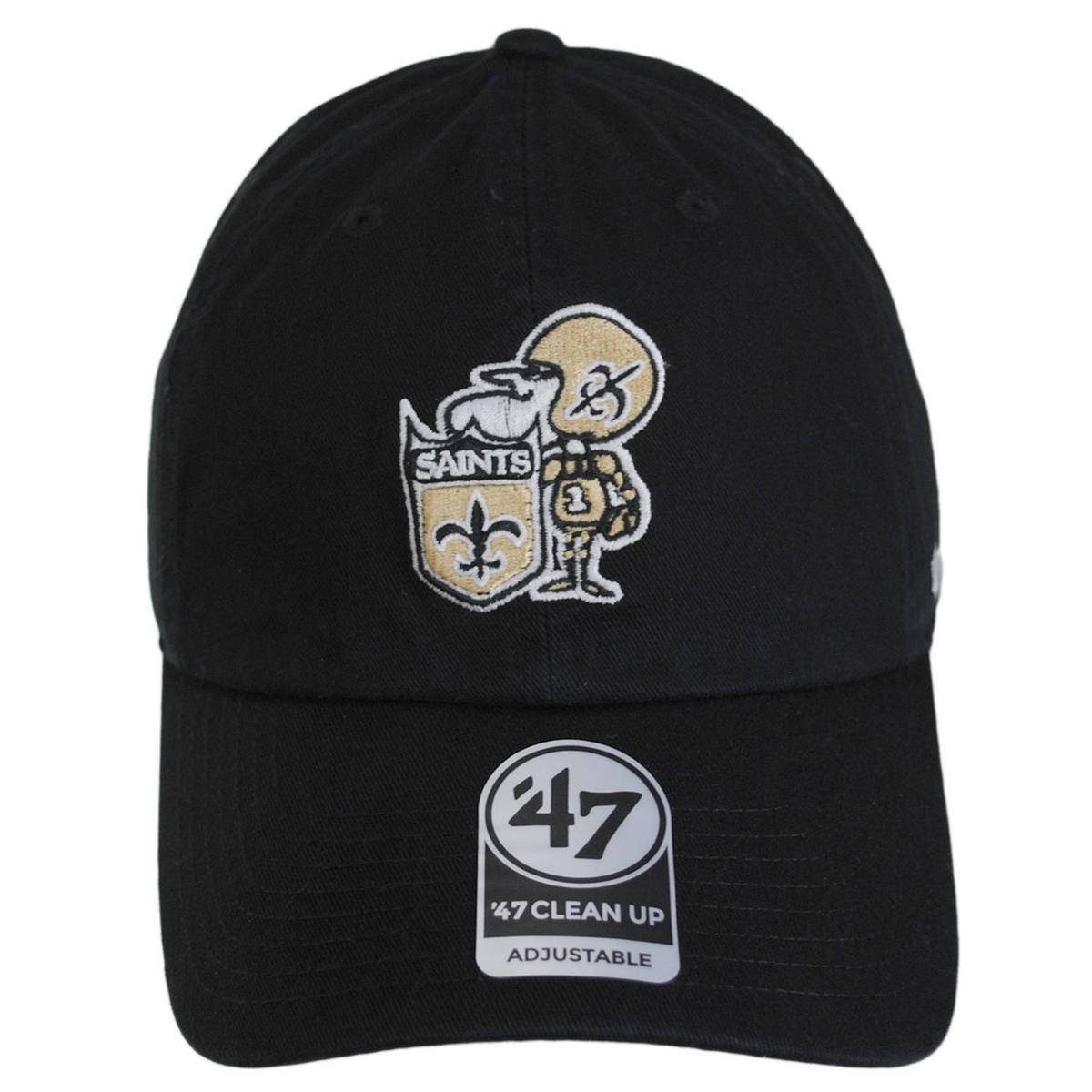47 Brand | New Orleans Saints NFL Clean Up Strapback Baseball Cap Dad Hat | 203660 | front | BLACK/GOLD
