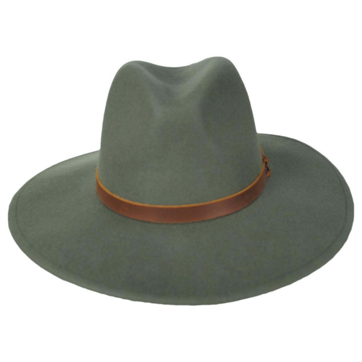 BRIXTON HATS | Field Proper Wool Felt Fedora Hat | 135647 | front | OLIVE SURPLUS