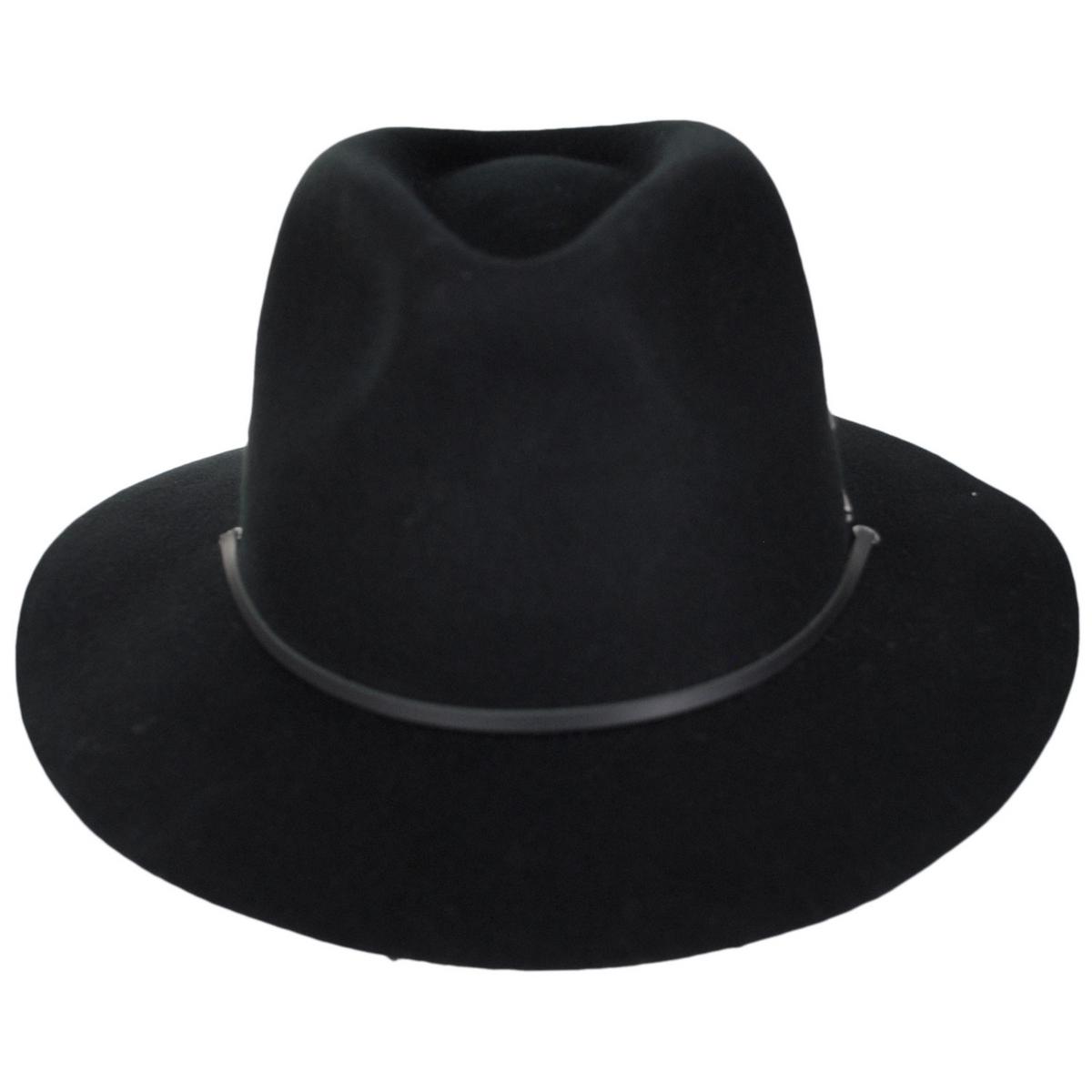 BRIXTON HATS | Wesley Weather Guard Wool Felt Packable Fedora Hat | 135609 | front | BLACK