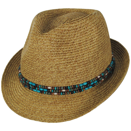 Toucan Collection | Bead Toyo Straw Fedora Hat - Made to Order | 104809 | lead | NATURAL