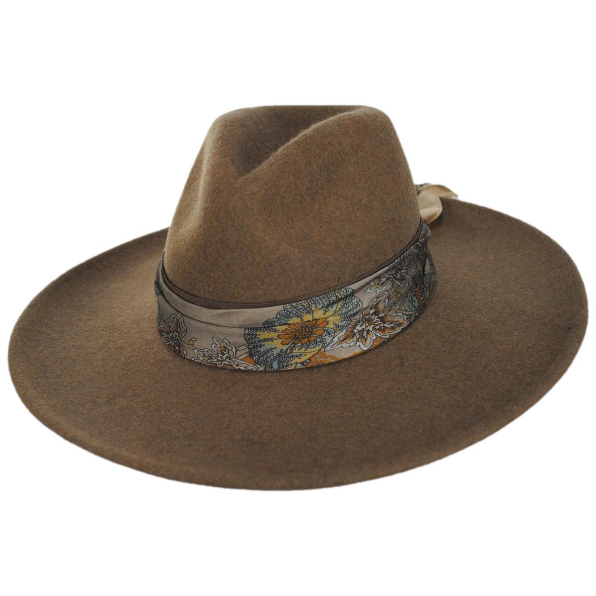 Scala | Rocca Wool Felt Fedora Hat | 123447 | lead | TOBACCO