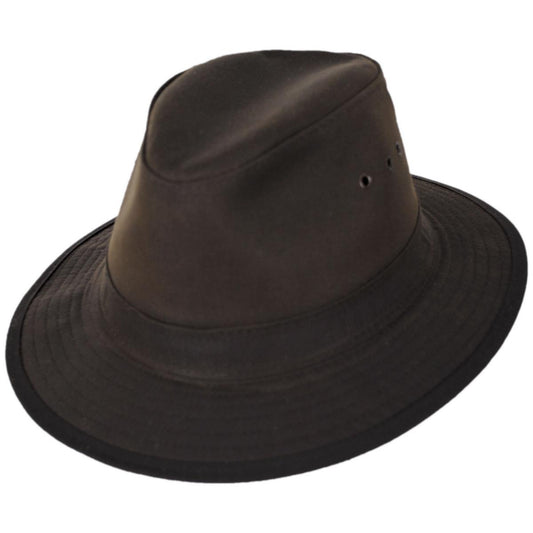 Hills Hats of New Zealand | The Milford Wax Cotton Fedora Hat | 401704 | lead | BROWN