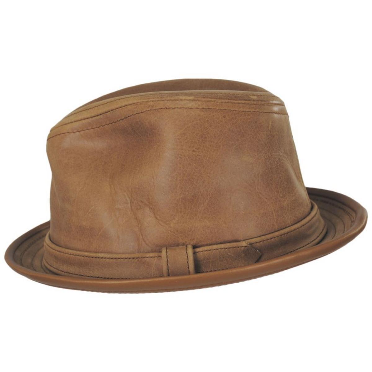 NEW YORK HAT CO | Vintage Leather Fedora Hat | 142008 | profile | RUST