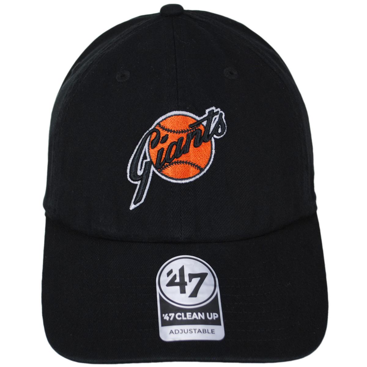 47 Brand | San Francisco Giants MLB Clean Up Strapback Baseball Cap Dad Hat | 203102 | front | BLACK/ORANGE