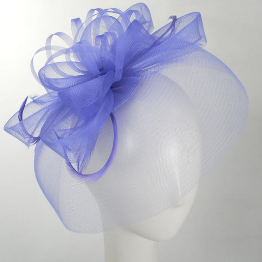 Kathy Jeanne | Firework Horsehair Mesh and Feather Fascinator Hat | 122411 | front | LAVENDER