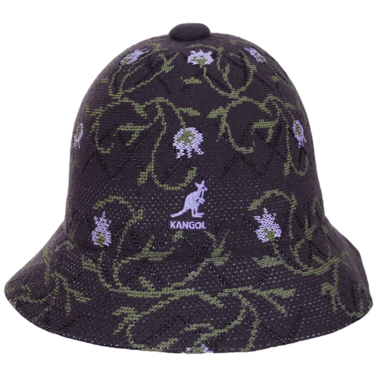 Kangol | Tapestry Jacquard Knit Casual Bucket Hat | 185820 | front | DEEP PLUM FLORAL