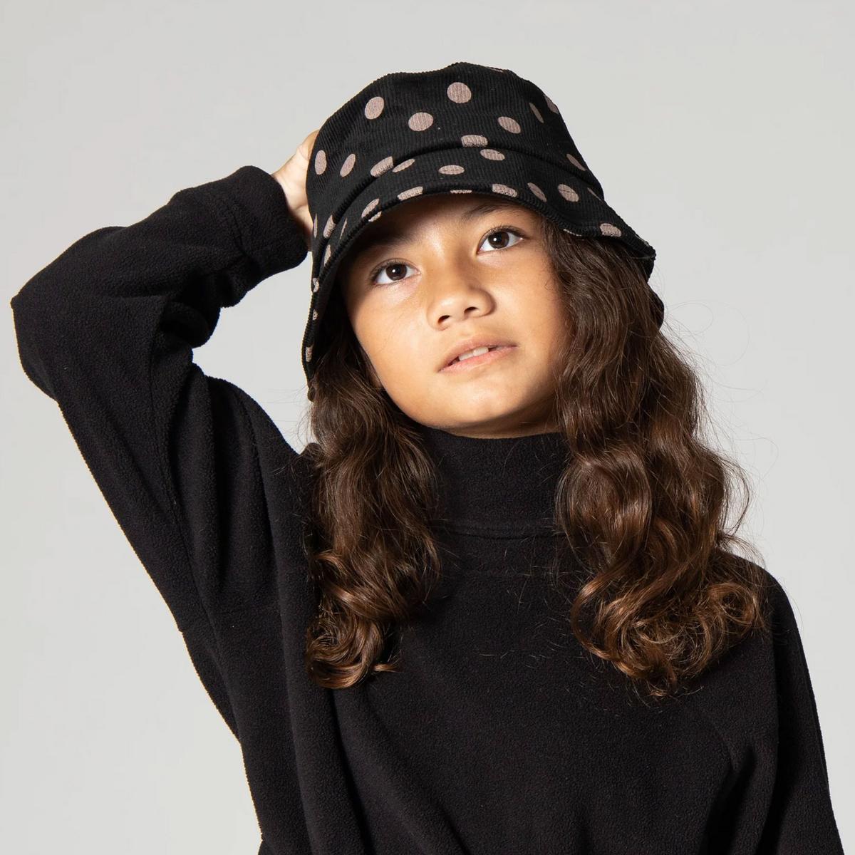 San Diego Hat Company | Kid's Polka Dot Cotton Corduroy Bucket Hat | 508834 | lsfone | BLACK