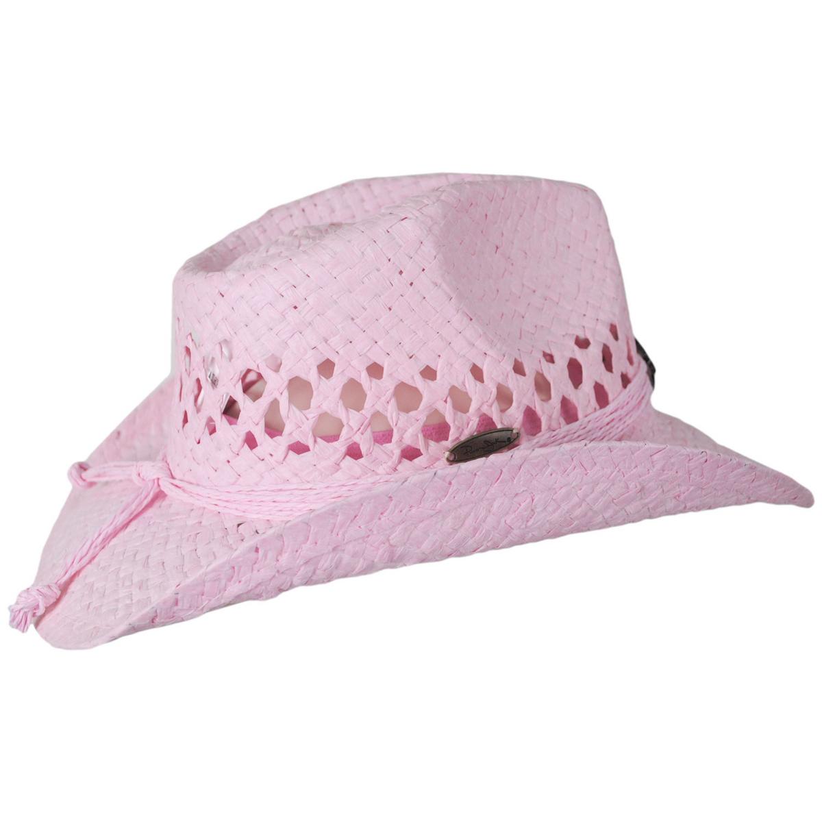 Panama Jack | Kid's Maho Toyo Straw Western Hat | 505101 | profile | PINK