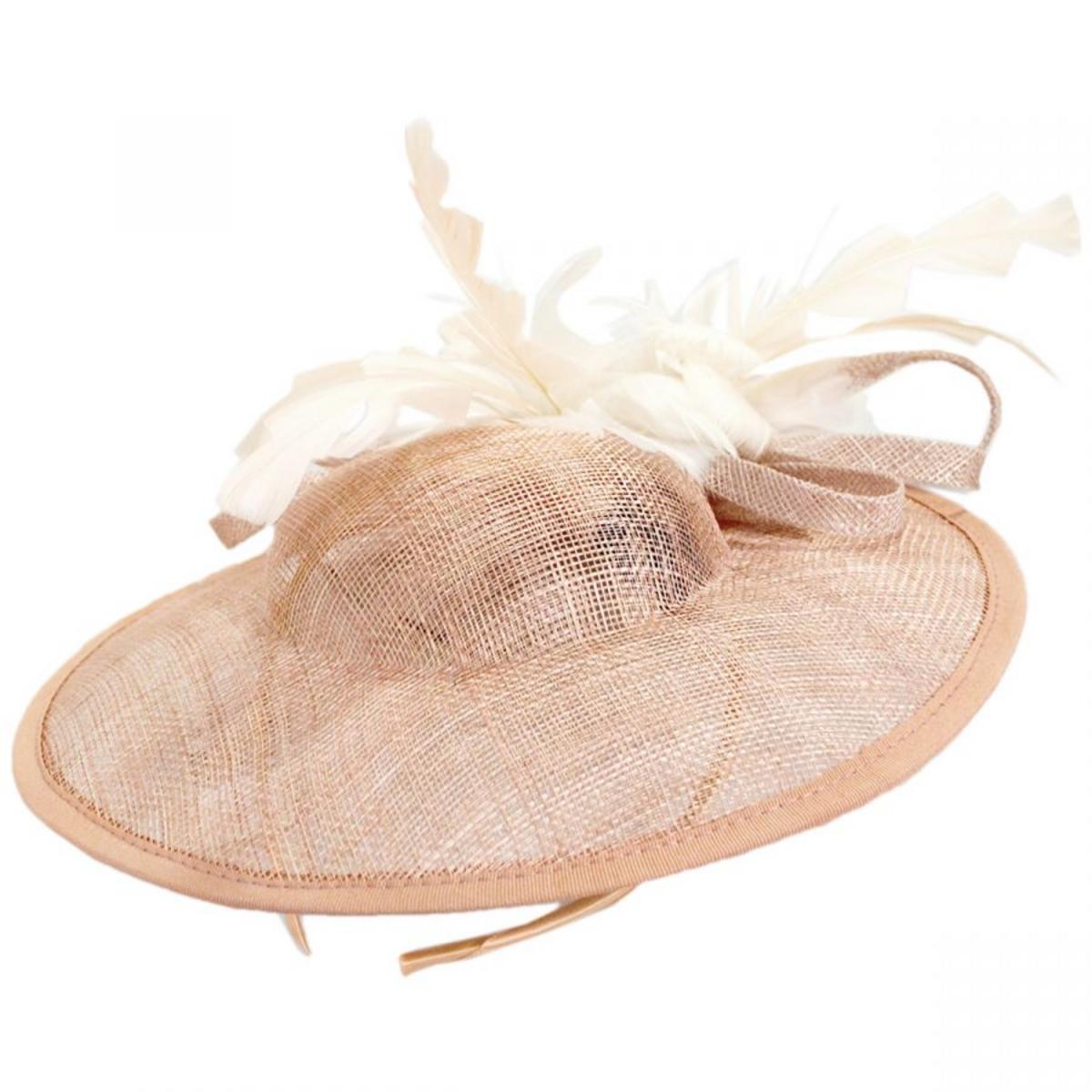 Jeanne Simmons | Feather Flower Dish Sinamay Straw Fascinator Hat