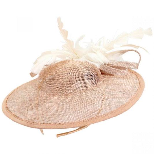 Jeanne Simmons | Feather Flower Dish Sinamay Straw Fascinator Hat | 120757 | lead | PINK