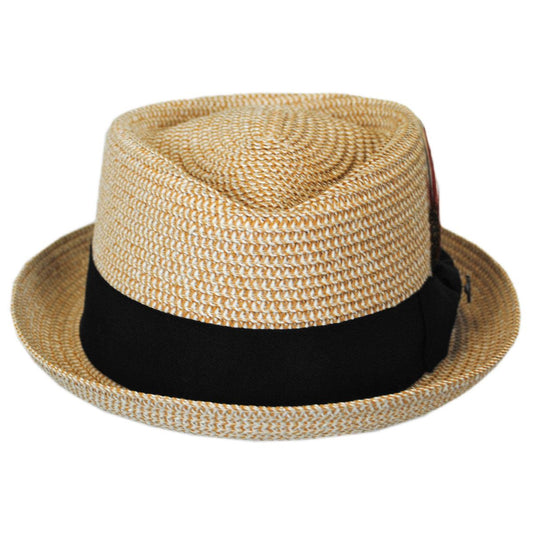 Jaxon Hats | Wholesale Toyo Straw Diamond Crown Fedora Hat B2B Pre-Pack | B2B128503 | front | TAN