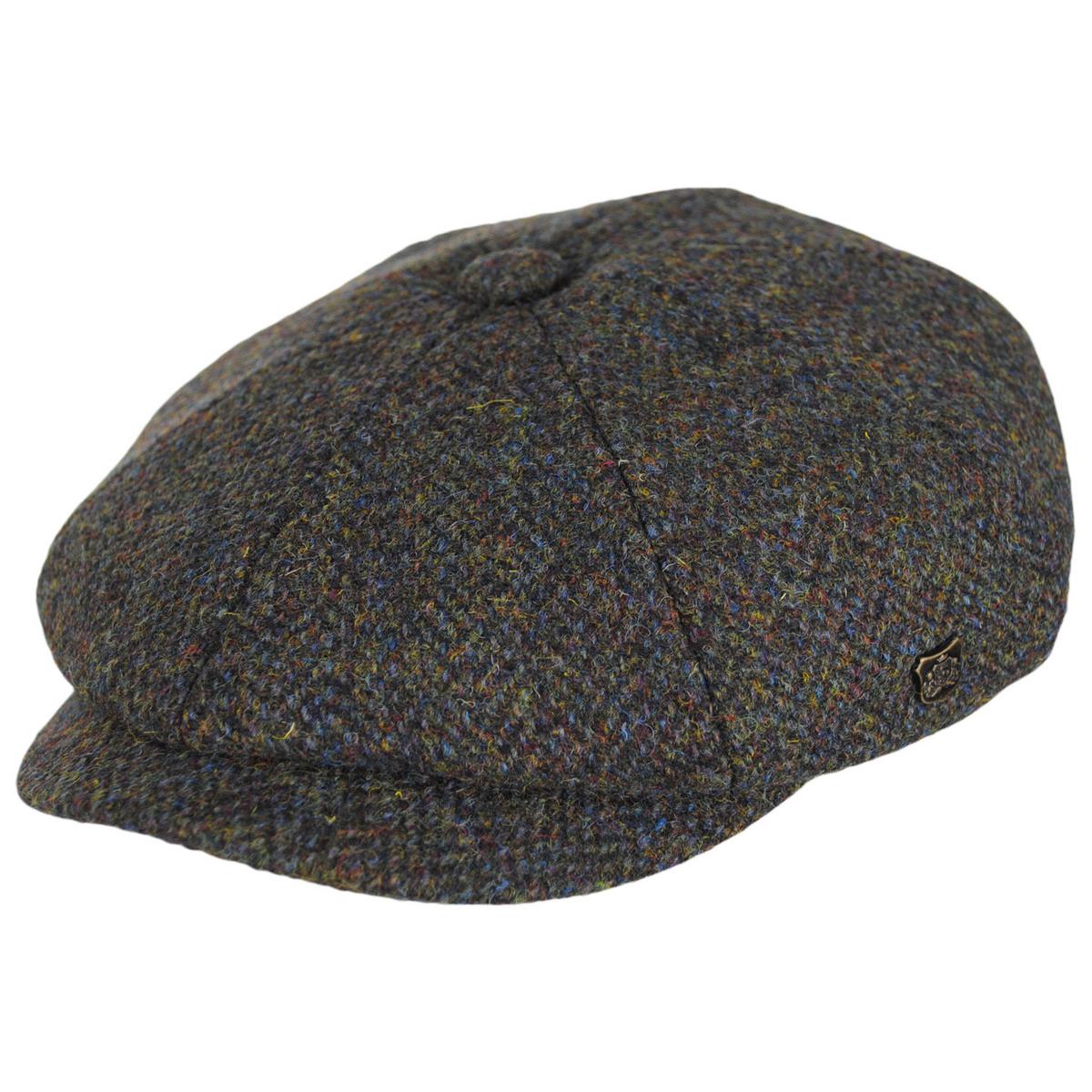 Failsworth | Carloway Harris Tweed Multi Fleck Wool Herringbone Newsboy Cap | 177927 | lead | MOSS