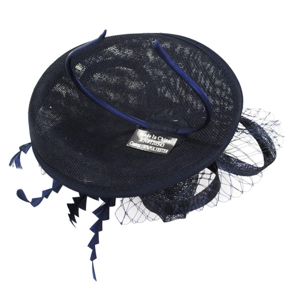 Jeanne Simmons | Irene Sinamay Straw Fascinator Hat | 120760 | under | NAVY BLUE
