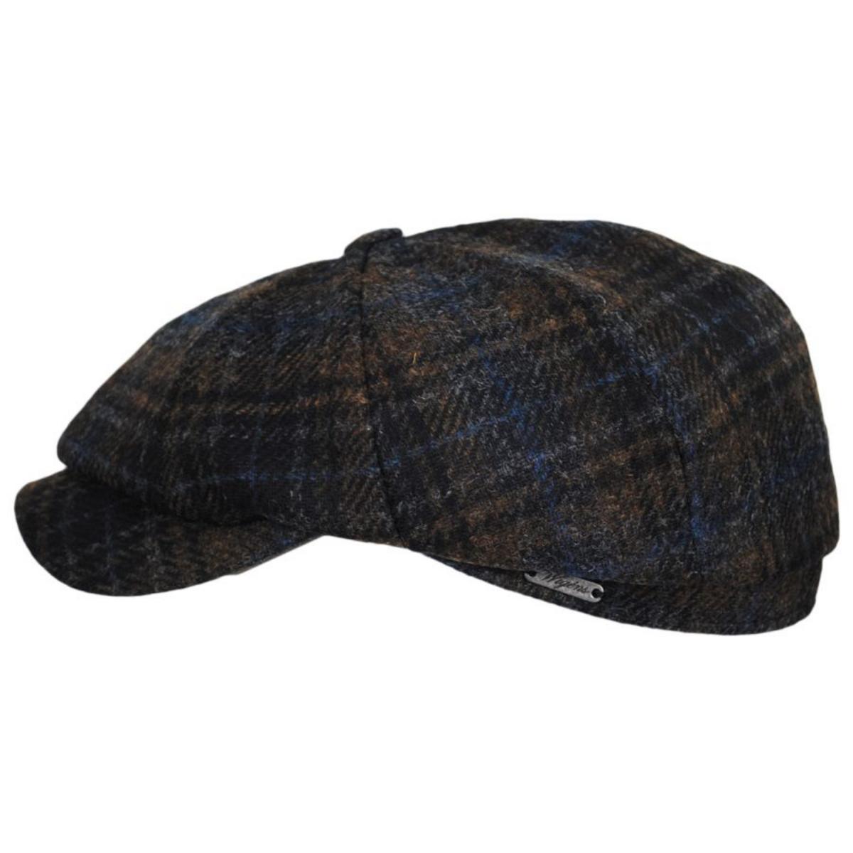 Wigens Caps | Mallalieus Tartan British Wool Newsboy Cap | 161961 | profile | BROWN