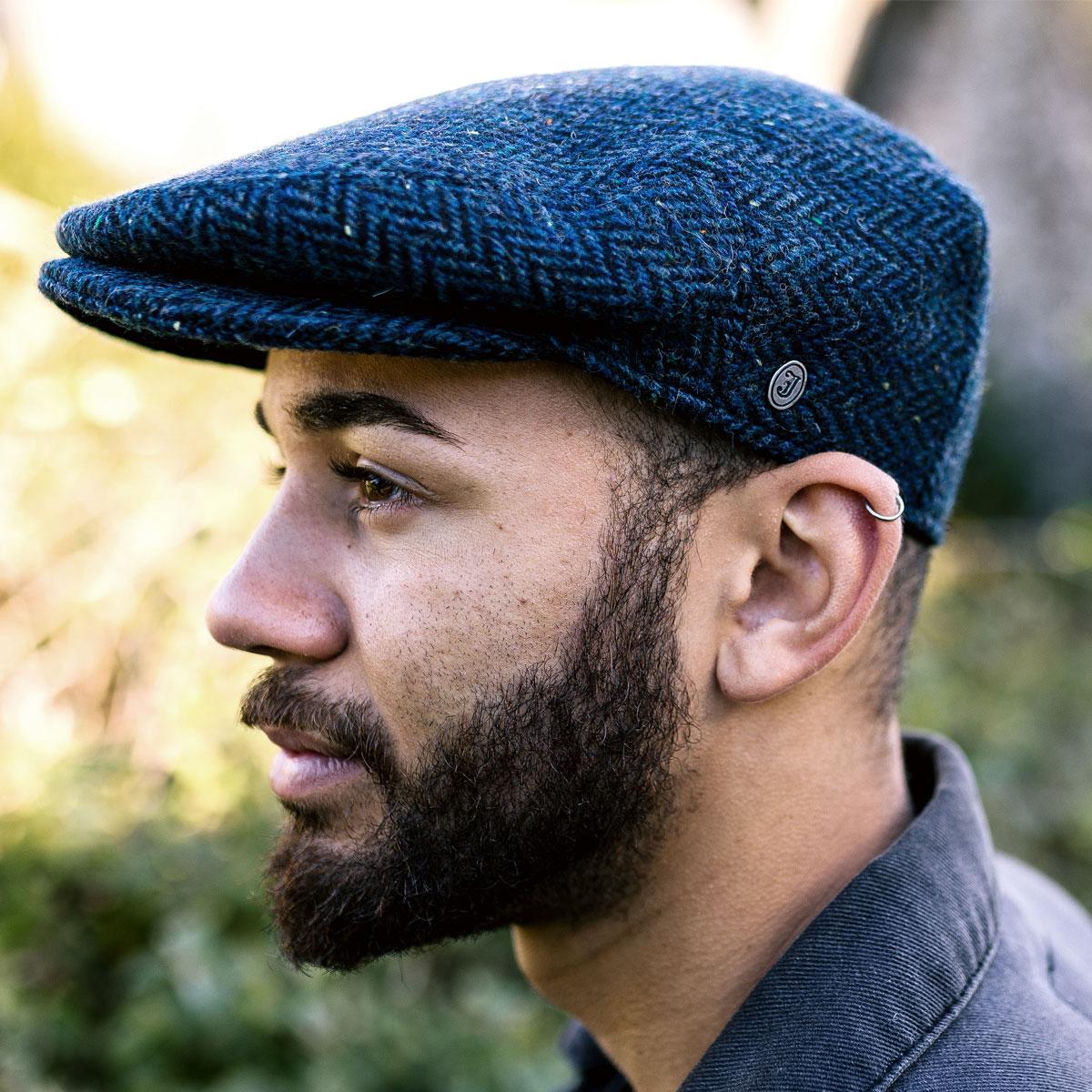 Jaxon Hats | Cambridge Herringbone Wool Ivy Cap | 167766 | lsmone | NAVY BLUE