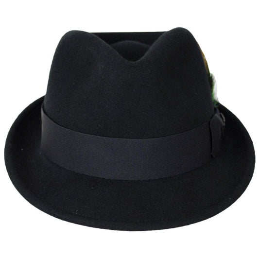 Bigalli | Roma Wool Felt Stingy Brim Fedora Hat | 131435 | front | BLACK