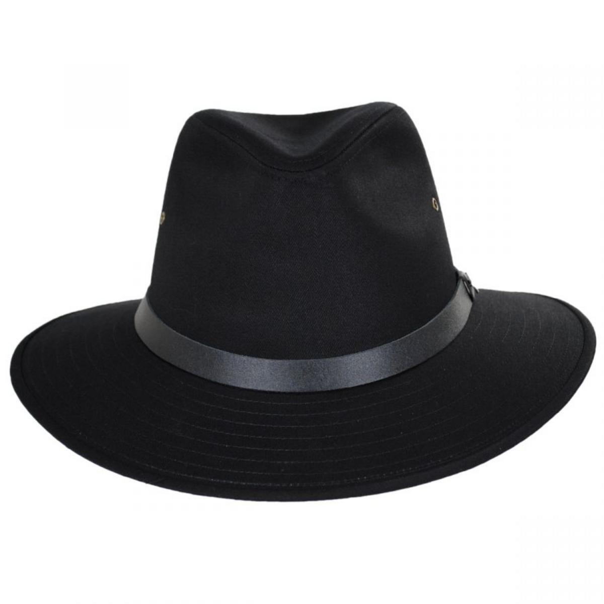 Jaxon Hats | Cotton Safari Fedora Hat | 147250 | front | BLACK