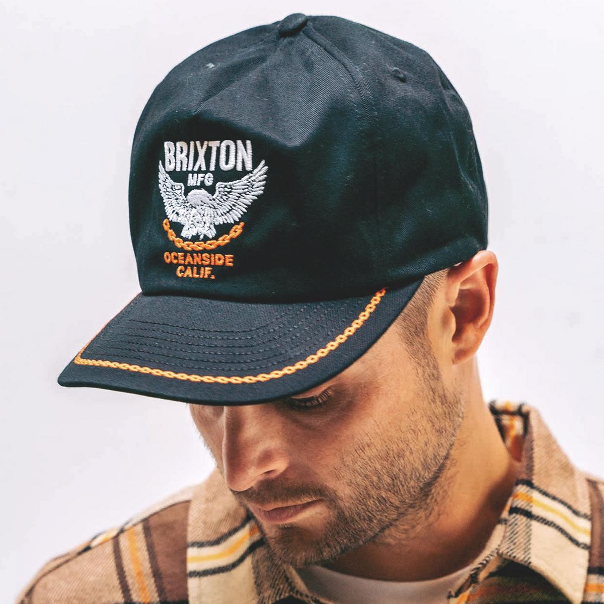 BRIXTON HATS | Waller Cotton HP Snapback Baseball Cap | 201876 | lsmtwo | BLACK