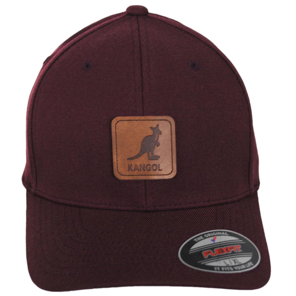 Kangol | Leather Patch Flexfit Fitted Baseball Cap | 201125 | front | MAROON