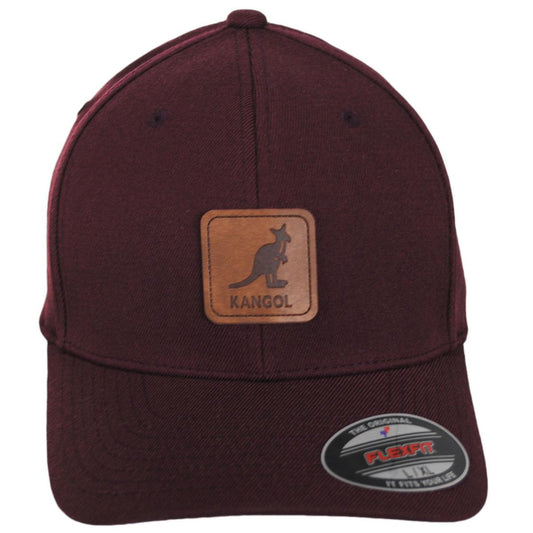 Kangol | Leather Patch Flexfit Fitted Baseball Cap | 201125 | front | MAROON