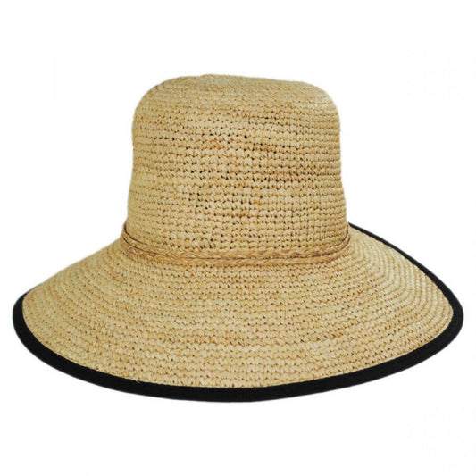 Scala | Via Garibaldi Raffia Straw Facesaver Hat | 101339 | front | BLACK