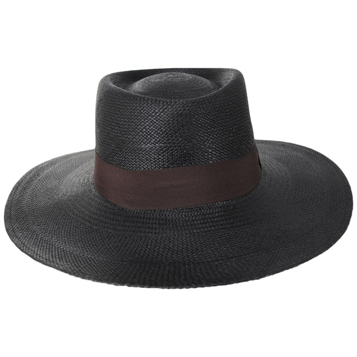 3 Regions Trade Co. | Gaucho Brisa Grade 4-5 Panama Straw Hat | 128752 | front | BLACK/BROWN