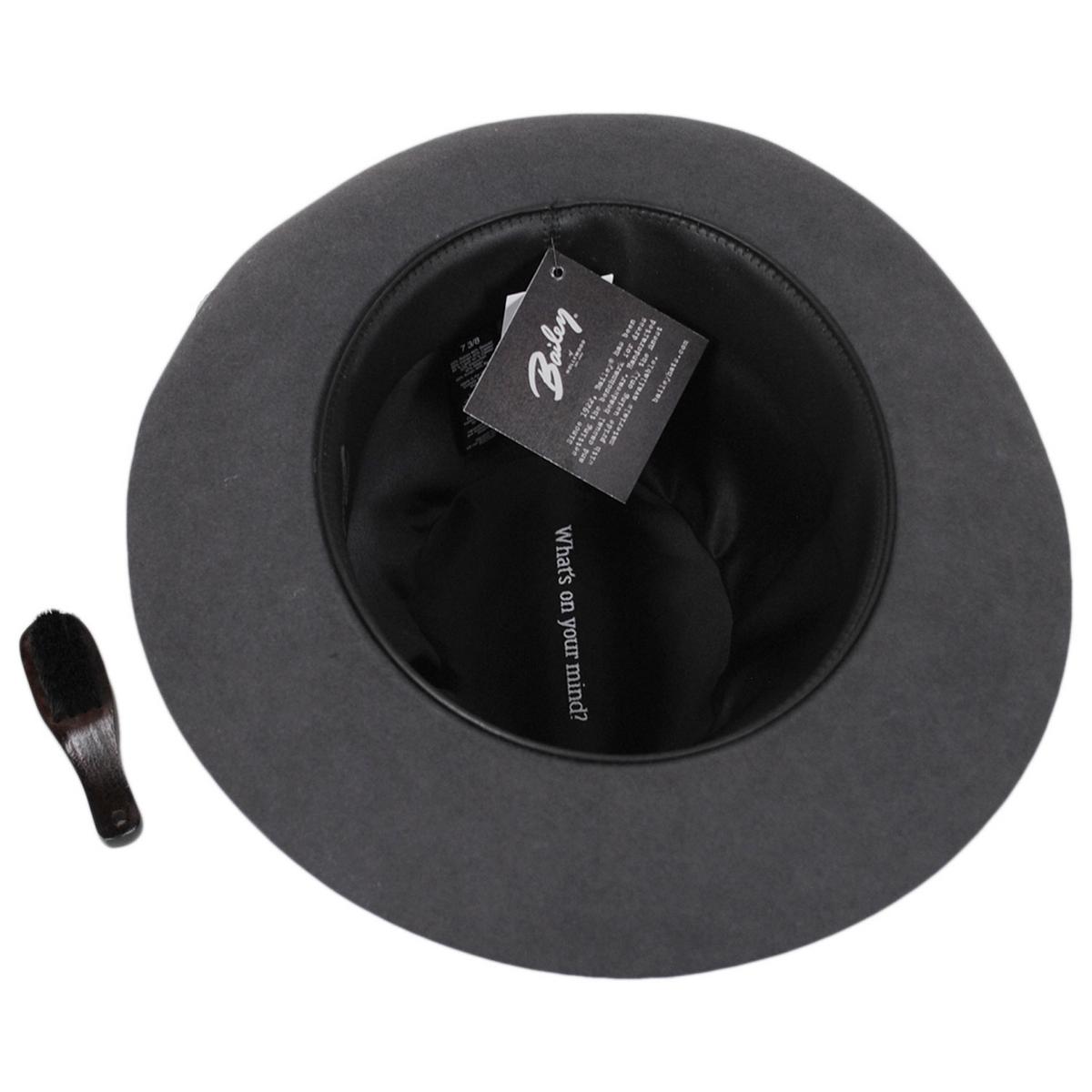 Bailey 1922 | Draper III Fur Felt Fedora Hat | 130082 | under | CHARCOAL
