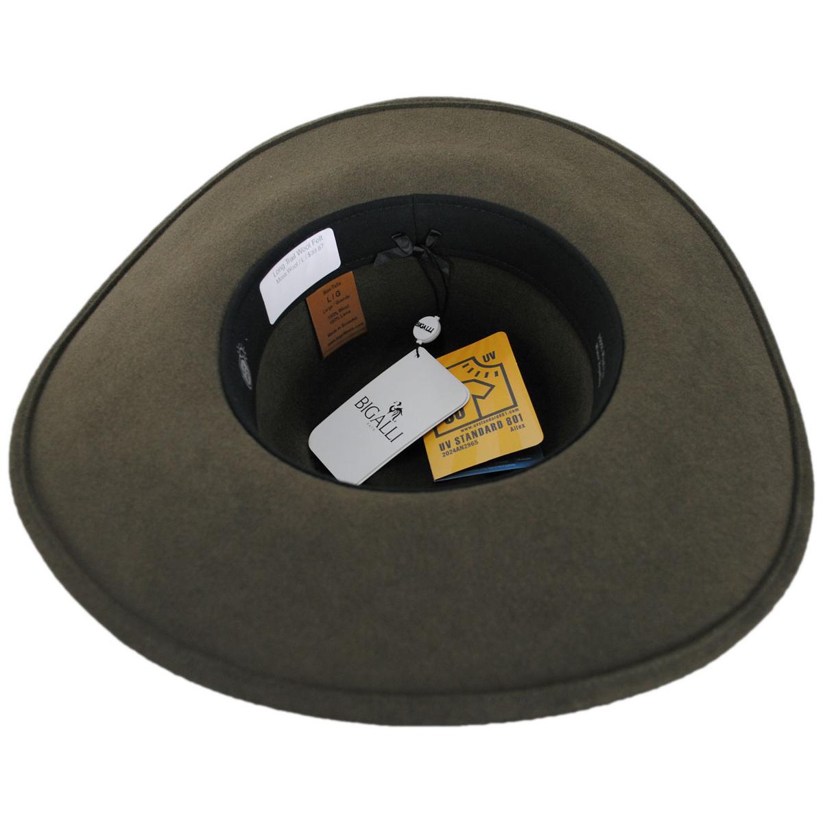 Bigalli | Frontier Long Trail Crushable Merino Wool Felt Aussie Hat | 131404 | under | MOSS