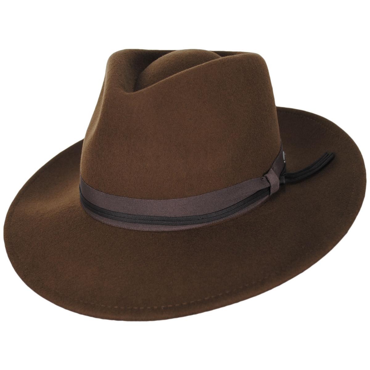 BRIXTON HATS | Dayton Convertabrim Wool Felt Rancher Fedora Hat | 135659 | lead | COFFEE/BROWN
