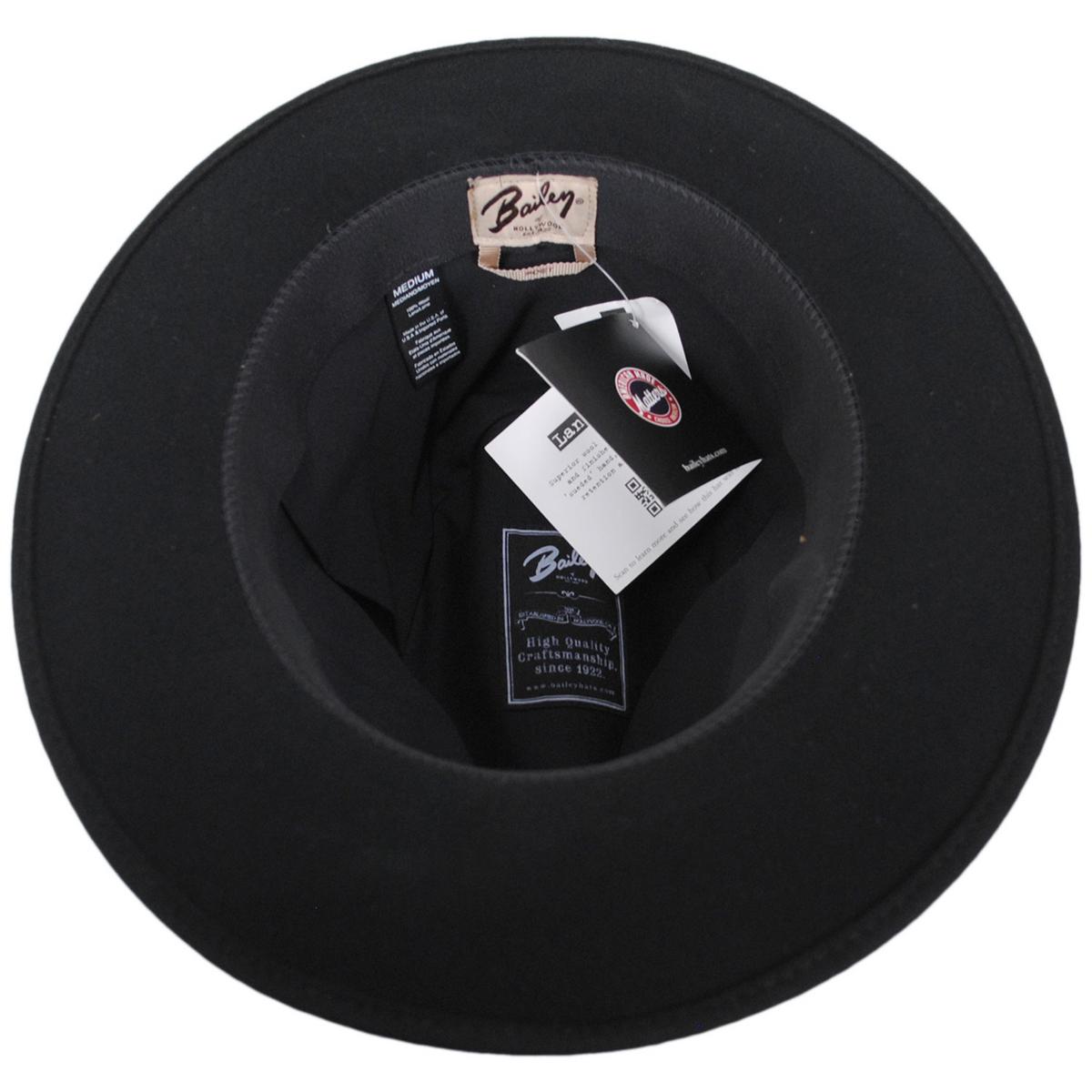 Bailey 1922 | Brandt Lanolux Wool Felt Fedora Hat | 130061 | under | BLACK