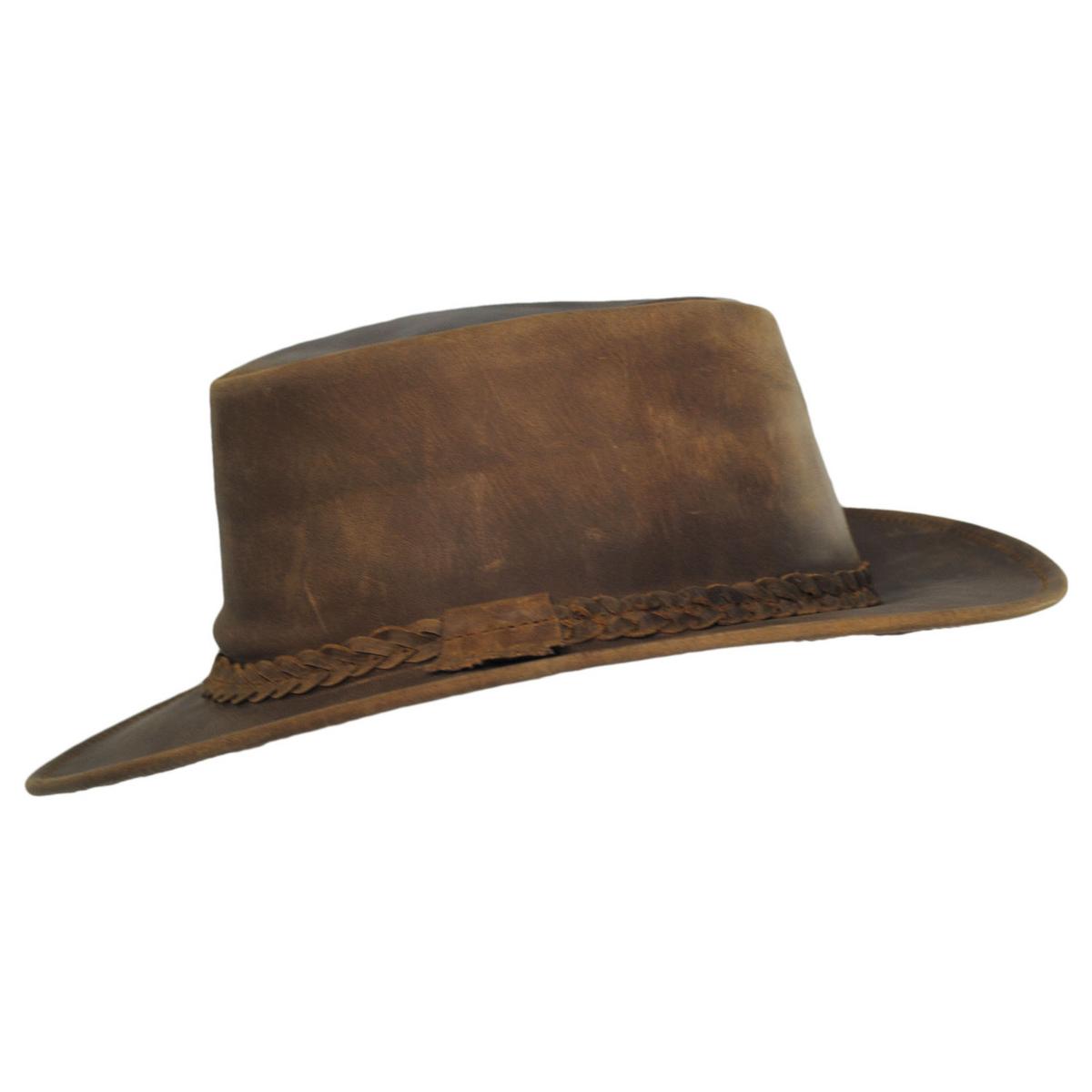 Jaxon Hats | Wholesale Crusher Leather Outback Hat B2B Pre-Pack | B2B402100 | profile | COPPER