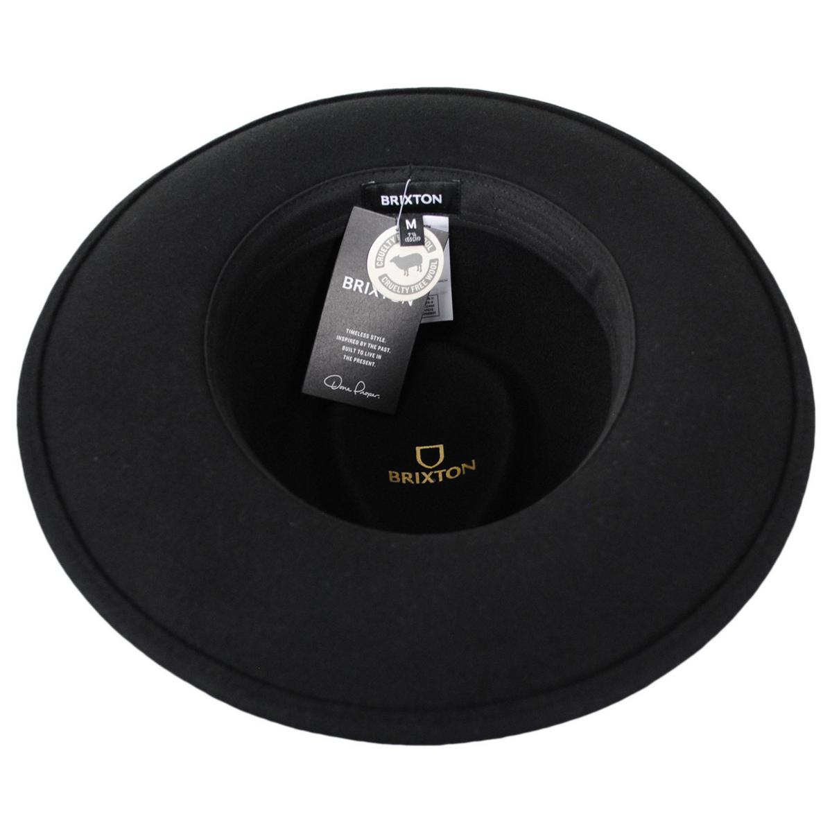 BRIXTON HATS | Dayton Convertabrim Wool Felt Rancher Fedora Hat | 135659 | under | BLACK