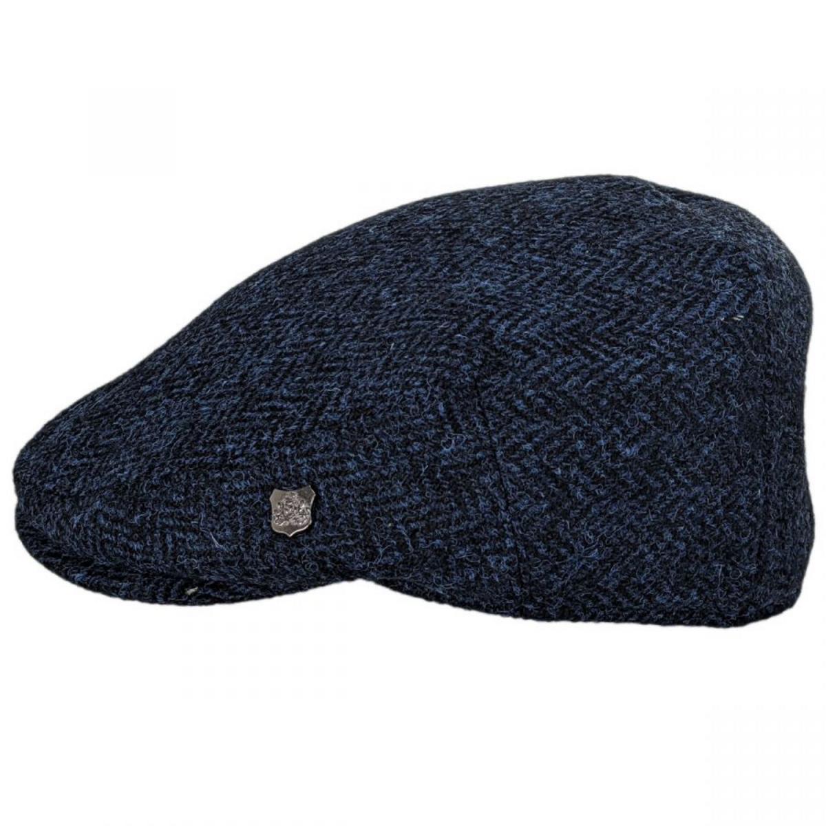 Failsworth | Harris Tweed Herringbone Wool Ivy Cap | 177914 | profile | BLUE
